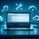 Fejlesztő ül laptop előtt, minőségi Chrome bővítményeket használ a hatékony hibakereséshez és fejlesztéshez