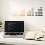 30 napos programozási tanulási tervet ábrázoló motiváló vizuális forrás laptopon