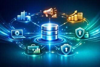 Egy modern számítógép előtt dolgozó ember adatokat elemez SQL-t tanul következő lépésekhez