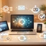 Dolgozók modern digitális eszközökkel növelik a produktivitást és egyszerűsítik a feladatokat.